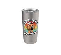 Retro Vintage Life Is Better Rhodesian Ridgeback Lover Vaso térmico de acero inoxidable de doble pared