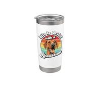 Retro Vintage Life Is Better Rhodesian Ridgeback Lover Vaso térmico de acero inoxidable de doble pared