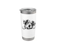 Retro Vintage Logo Happy Face Blue Merle Australian Shepherd Vaso térmico de acero inoxidable de doble pared