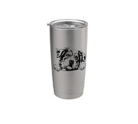 Retro Vintage Logo Happy Face Blue Merle Australian Shepherd Vaso térmico de acero inoxidable de doble pared