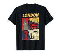 Retro Vintage Londres Inglaterra Iconos Gran Torre Rojo Autobús Camiseta