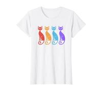 Retro Vintage Mid-Century Modern Look Cats 50's 60's Style Camiseta gráfica económica, Mujer, Blanco, L