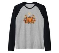 Retro Vintage Pumpkin Spice Tis The Season Equinox Moon Camiseta Manga Raglan
