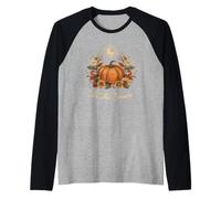 Retro Vintage Pumpkin Spice Tis The Season Equinox Moon Camiseta Manga Raglan