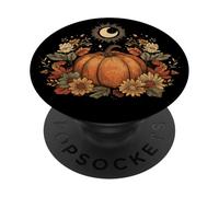 Retro Vintage Pumpkin Spice Tis The Season Equinox Moon PopSockets PopGrip Adhesivo