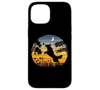 Retro Vintage Sunset Garden Nature Black German Shepherd Dog Carcasa para iPhone 15