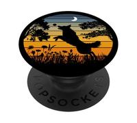 Retro Vintage Sunset Garden Nature Black German Shepherd Dog PopSockets PopGrip Adhesivo