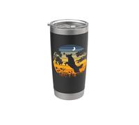 Retro Vintage Sunset Garden Nature Black German Shepherd Dog Vaso térmico de acero inoxidable de doble pared