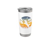 Retro Vintage Sunset Garden Nature Black German Shepherd Dog Vaso térmico de acero inoxidable de doble pared