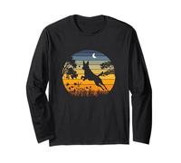 Retro Vintage Sunset GirlsGarden Nature Belgian Malinois Dog Manga Larga