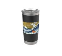 Retro Vintage Surfing Ruby Cavalier King Charles Dog Lover Vaso térmico de acero inoxidable de doble pared