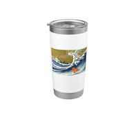 Retro Vintage Surfing Ruby Cavalier King Charles Dog Lover Vaso térmico de acero inoxidable de doble pared