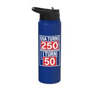 Retro Vintage USA TURNS 250 AÑOS TURN 50 1976 50th Birthday Stainless Steel Insulated Water Bottle