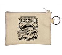 Retro Vintage Vehículo Clásico Car Club 1992 American Muscle Car Llavero Monedero Beige, beige, Talla única