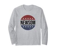 Retro Vintage Vote Button Gavin Newsom 2028 President Manga Larga