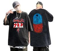 Retro Vintage Wash T Shirt Kaneda Tetsuo Akira tee Akira Neo Tokyo Capsule Camiseta de Cuello Redondo Lavado ácido para Hombre.