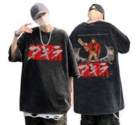 Retro Vintage Wash T Shirt Kaneda Tetsuo Akira tee Akira Neo Tokyo Capsule Camiseta de Cuello Redondo Lavado ácido para Hombre.
