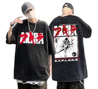 Retro Vintage Wash T Shirt Kaneda Tetsuo Akira tee Akira Neo Tokyo Capsule Camiseta de Cuello Redondo Lavado ácido para Hombre.