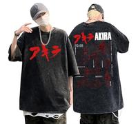 Retro Vintage Wash T Shirt Kaneda Tetsuo Akira tee Akira Neo Tokyo Capsule Camiseta de Cuello Redondo Lavado ácido para Hombre.
