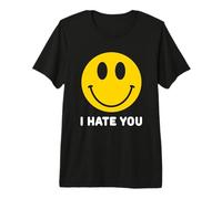 Retro Vintage Yellow Happy Smile Face Emoticon I Hate You Camiseta Premium