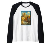 Retro Vintage York North Yorkshire Inglaterra UK Art Graphic Camiseta Manga Raglan