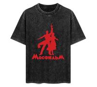 Retro Washed Fashion T Shirt For Men Women Mosfilm Film Studio Moscow UDSSR Sowjetunion Russland Iconic Antique Wash Unisex T-Shirts Black M