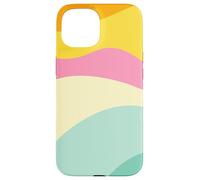 Retro Waves Swirls Pastel Rainbow Wavy Stripes 70s Aesthetic Carcasa para iPhone 15