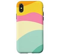 Retro Waves Swirls Pastel Rainbow Wavy Stripes 70s Aesthetic Carcasa para iPhone X/XS