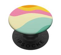 Retro Waves Swirls Pastel Rainbow Wavy Stripes 70s Aesthetic PopSockets PopGrip Adhesivo