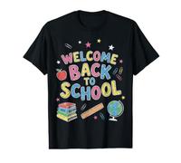 Retro Welcome Back To School Teacher Apreciación Colorido Camiseta gráfica económica