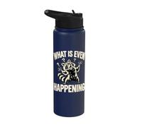 Retro What is Even Happening Funny Raccoon Meme Stainless Steel Insulated Water Bottle