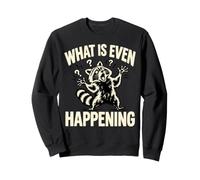 Retro What is Even Happening Funny Raccoon Meme Sudadera