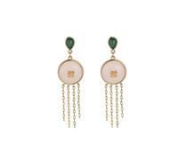 Retro White Stone Flower Tassel For Women Vintage Palace Ethnic Dating Party Banquet Jewelry High-End Earrings