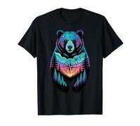 Retro Wild Bear Compass Outdoor Sunset Adventure Scene Camiseta