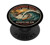 Retro Windansea Beach La Jolla CA Surfer Wave Legend PopSockets PopGrip Adhesivo