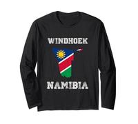 Retro Windhoek Namibia Bandera de Namibia Envejecida Manga Larga