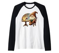 Retro Wine Teacher Gnome Graphic For Bookworm And Librarian Camiseta Manga Raglan