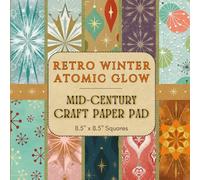 Retro Winter Atomic Glow - Mid-Century Craft Paper Pad: 21 Double-Sided Sheets Featuring Vintage-Inspired Atomic Starbursts, Ornaments & Winter Motifs for Scrapbooking and Junk Journals