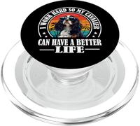 Retro Work Hard Better Life Tri Color Cavalier Dog Mom PopSockets PopGrip para MagSafe