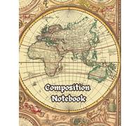 Retro World Map Old Paper Looking Style Cover Composition Notebook: Vintage Historical Style Cover with 110 Pages College Ruled for Home and Work , School, College, University