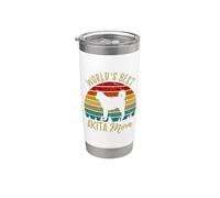 Retro World's Best Akita Mom Colorido Vintage Akita Mama Vaso térmico de acero inoxidable de doble pared