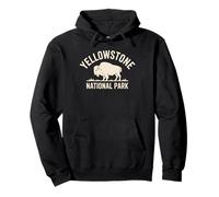 Retro Yellowstone National Park Bisonte Vintage Camping Senderismo Sudadera con Capucha