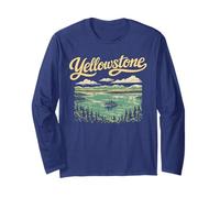 Retro Yellowstone National Park Lake Vintage Style 80s Manga Larga