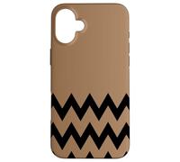 Retro Zigzag PATRÓN CAFÉ MARRÓN Y Negro Carcasa para iPhone 16 Plus