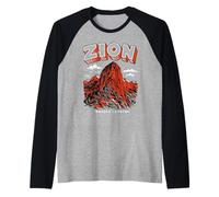 Retro Zion National Park Vintage Style Angels Landing Utah Camiseta Manga Raglan