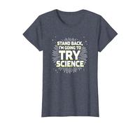 Retrocede, voy a probar la Ciencia - Humor del Profesor Camiseta, Mujer, Azul Jaspeado, L