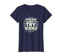 Retrocede, voy a probar la Ciencia - Humor del Profesor Camiseta, Mujer, Azul Marino, L