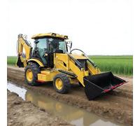 Retroexcavadora compacta pequeña con cucharón delantero hidráulico y brazo excavador trasero - Retroexcavadora rentable para construcción y uso agrícola