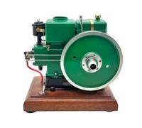 RETROL & OKMO - Modelo de motor de granja estacionario vintage de 3,6 cc, escala 1/5, motor de trabajo de gasolina de 4 tiempos con base de madera, educación de aprendizaje STEM
