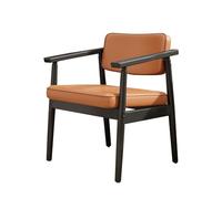 RetroLeatherArmrest OfficeGuestChair StylishDiningRoom & Conference RoomSeatingWoodenFrameArmchair for WaitingRoom & ReceptionArea Black